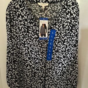 Vince Camuto Black and White Leaf Print Women's Top, New with Tags